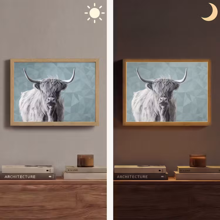 Lightbox - Wandlamp - Schotse hooglander - Zwart wit - Patroon - Driehoek — 6