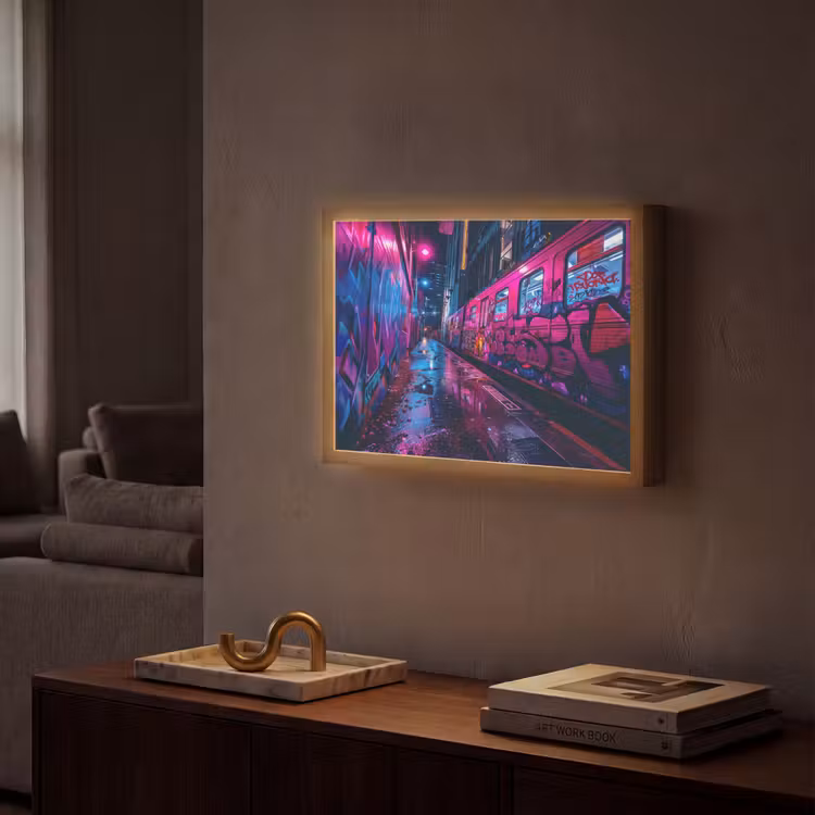 Lightbox - Wandlamp - Stad - Neon - Nacht - Roze - Graffiti — 2