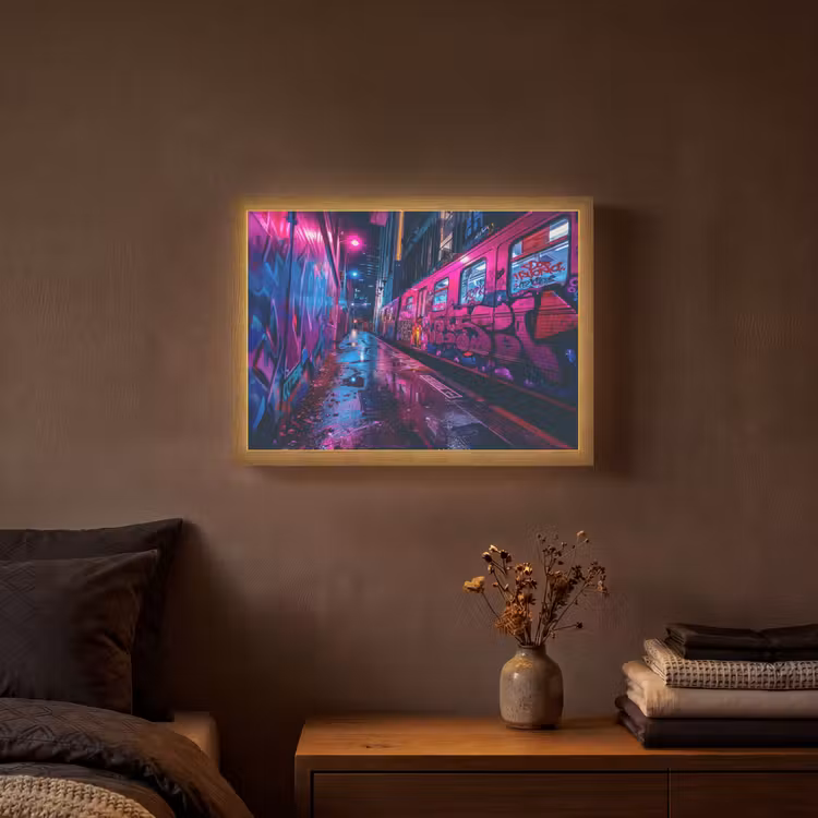 Lightbox - Wandlamp - Stad - Neon - Nacht - Roze - Graffiti — 3