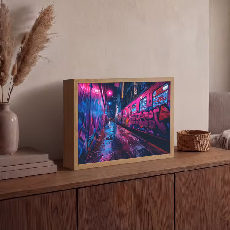 Lightbox - Wandlamp - Stad - Neon - Nacht - Roze - Graffiti — 4