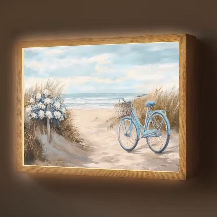 Lightbox - Wandlamp - Strand - Zee - Fiets - Vintage - Bloemen — 1