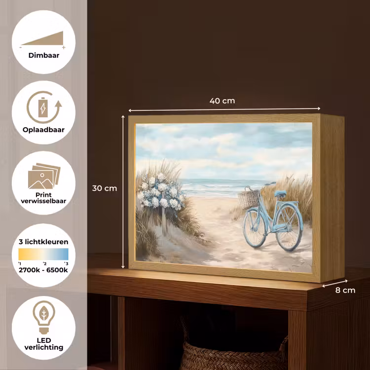 Lightbox - Wandlamp - Strand - Zee - Fiets - Vintage - Bloemen — 10