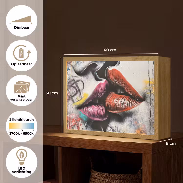 Lightbox - Wandlamp - Street art - Lippen - Kus - Graffiti — 10