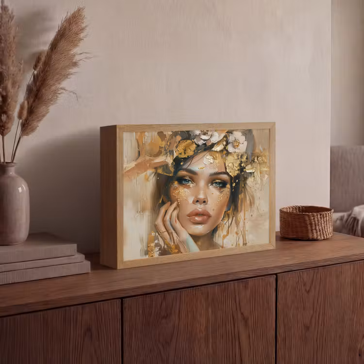 Lightbox - Wandlamp - Vrouw - Bloemen - Goud - Portret — 4