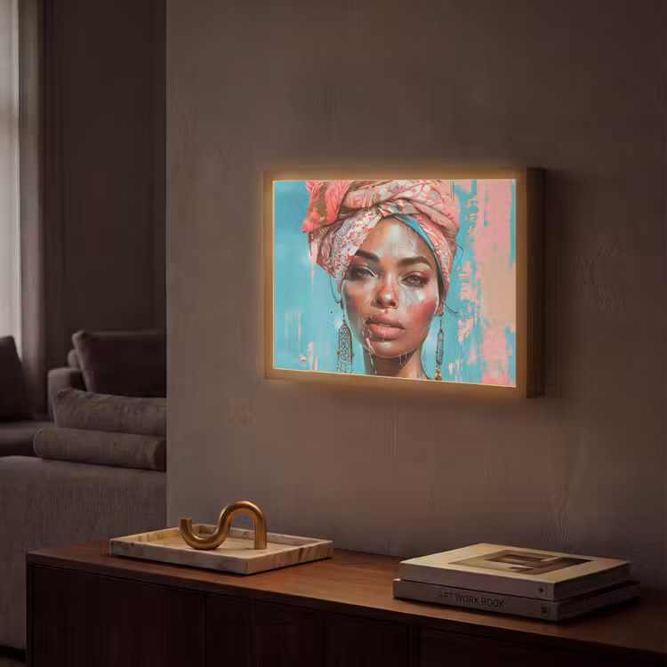 Lightbox - Wandlamp - Vrouw - Portret - Blauw - Roze - Modern — 2