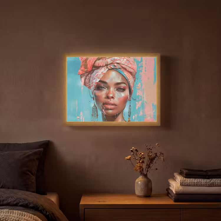 Lightbox - Wandlamp - Vrouw - Portret - Blauw - Roze - Modern — 3