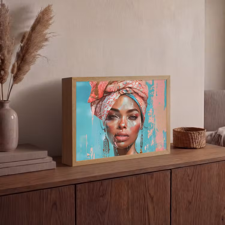 Lightbox - Wandlamp - Vrouw - Portret - Blauw - Roze - Modern — 4
