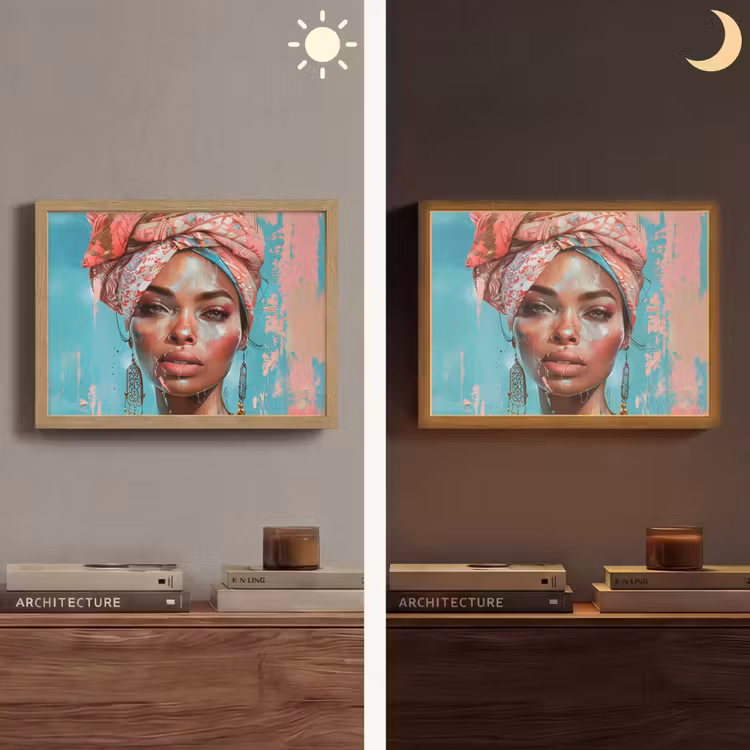 Lightbox - Wandlamp - Vrouw - Portret - Blauw - Roze - Modern — 6