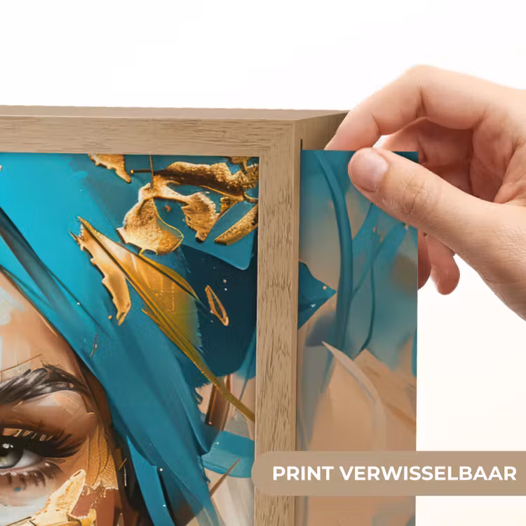 Lightbox - Wandlamp - Vrouw - Portret - Goud - Luxe - Blauw — 5