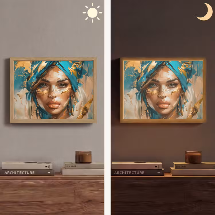 Lightbox - Wandlamp - Vrouw - Portret - Goud - Luxe - Blauw — 6