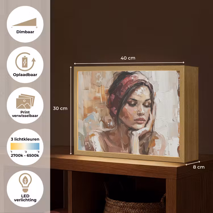 Lightbox - Wandlamp - Vrouw - Verflook - Portret - Modern — 10