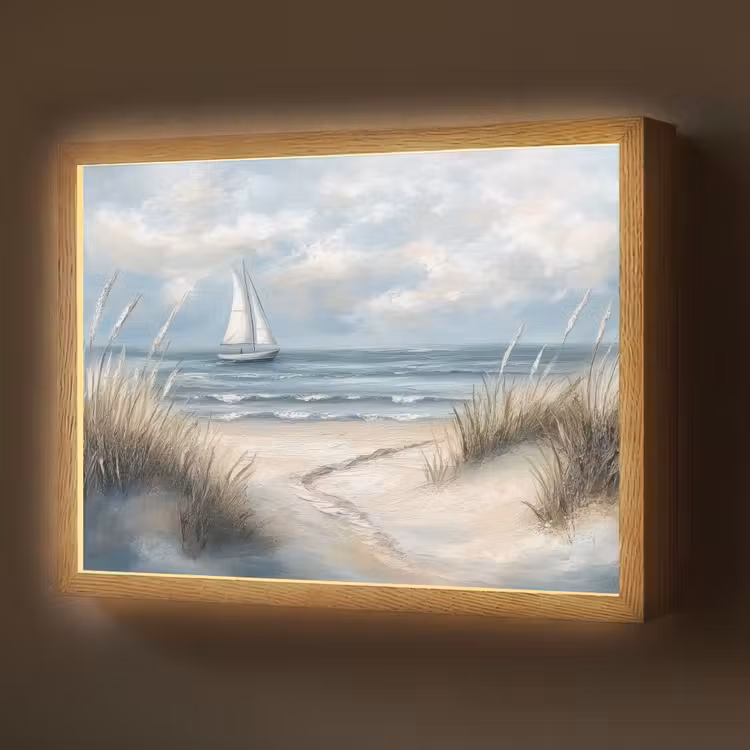 Lightbox - Wandlamp - Zee - Zeilboot - Strand - Duinen - Vintage — 1