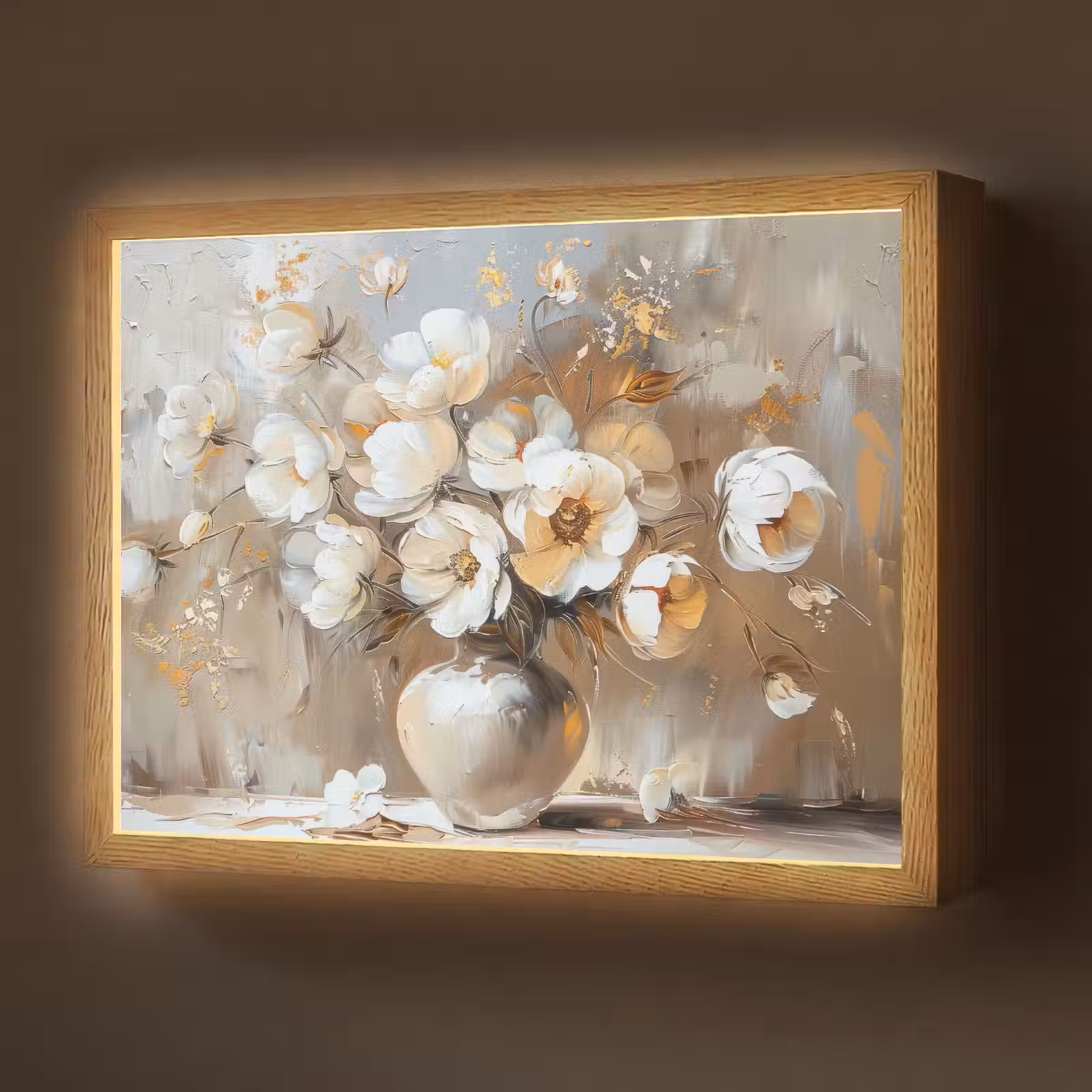 Lightbox - Wandlamp - Vaas - Bloemen - Kunst - Goud — 1