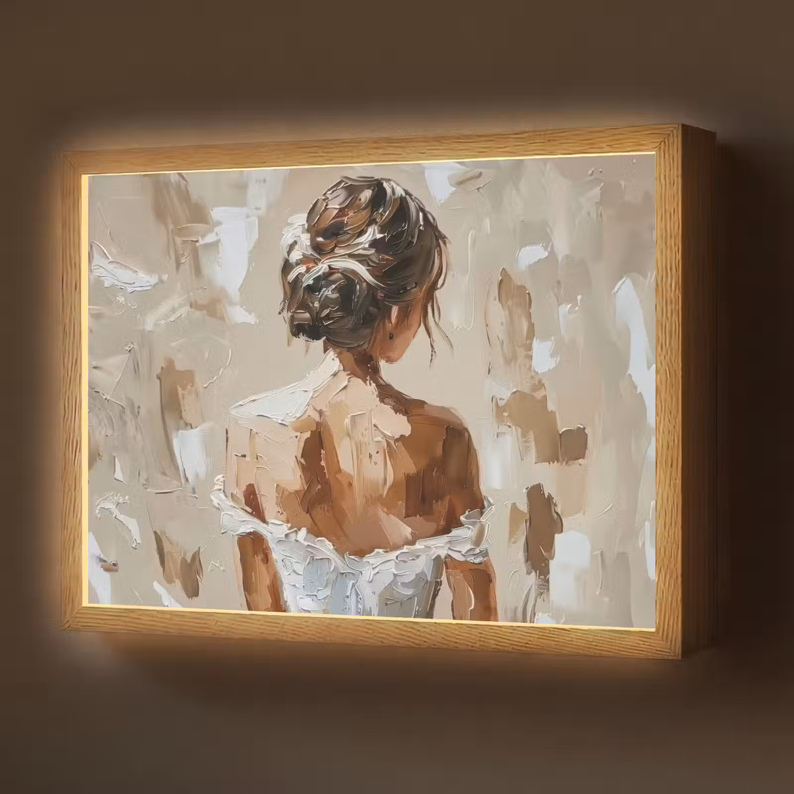 Lightbox - Wandlamp - Vrouw - Verf - Abstract - Beige - Modern — 1