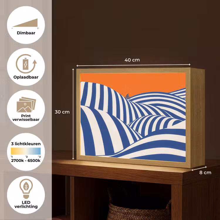 Lightbox - Wandlamp - Fietser - Heuvels - Strepen - Blauw — 10
