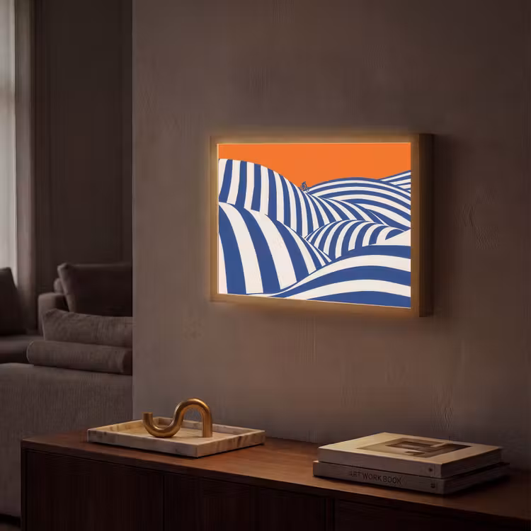 Lightbox - Wandlamp - Fietser - Heuvels - Strepen - Blauw — 2