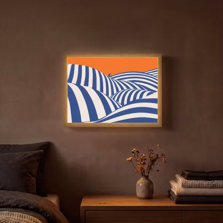 Lightbox - Wandlamp - Fietser - Heuvels - Strepen - Blauw — 3