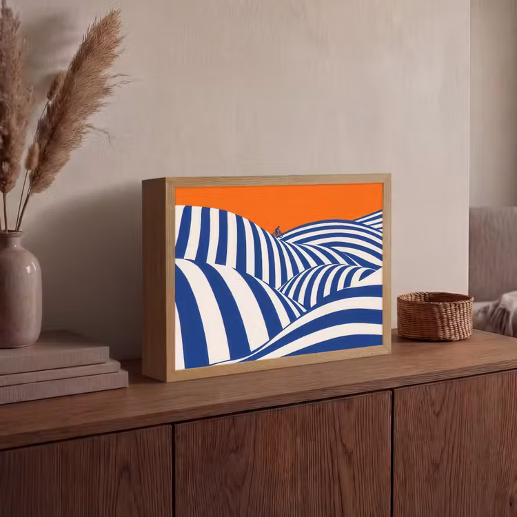 Lightbox - Wandlamp - Fietser - Heuvels - Strepen - Blauw — 4