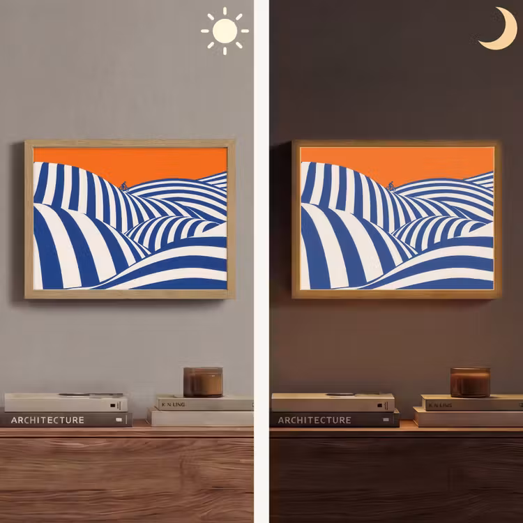 Lightbox - Wandlamp - Fietser - Heuvels - Strepen - Blauw — 6
