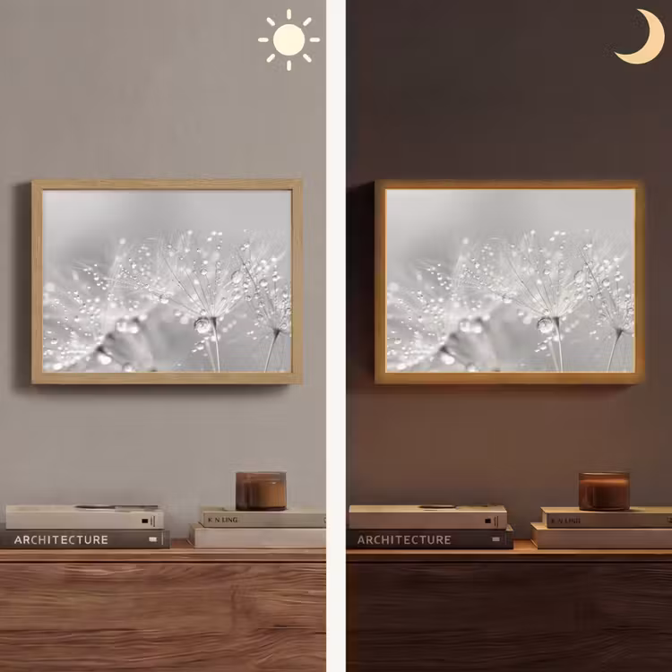 Lightbox - Wandlamp - Paardenbloem - Waterdruppels - Stilleven - Modern — 6