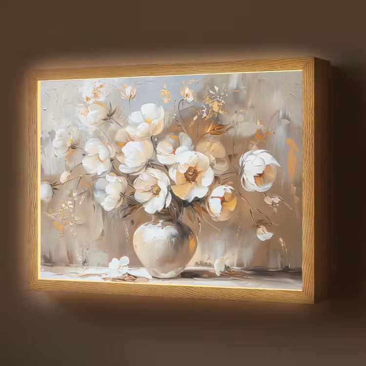 Lightbox - Wandlamp - Vaas - Bloemen - Kunst - Goud — 1