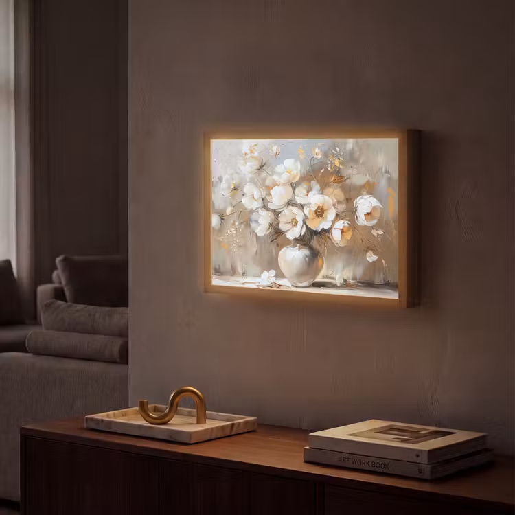 Lightbox - Wandlamp - Vaas - Bloemen - Kunst - Goud — 2