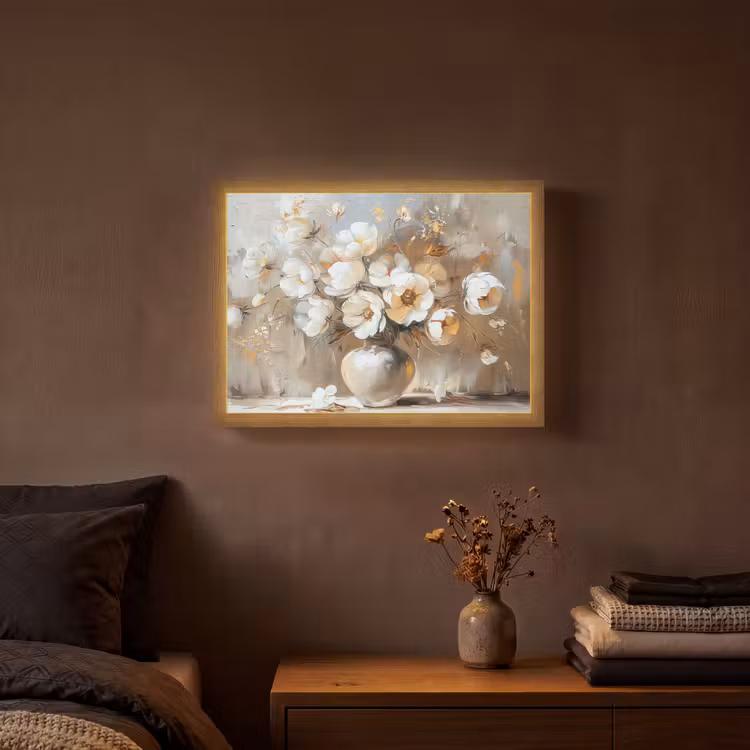 Lightbox - Wandlamp - Vaas - Bloemen - Kunst - Goud — 3