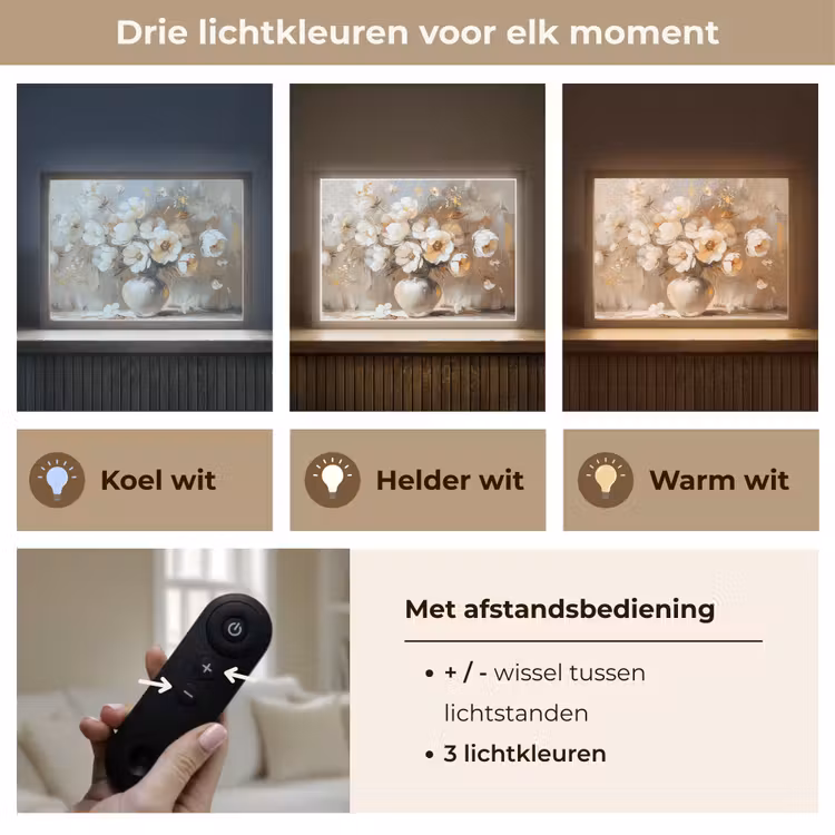 Lightbox - Wandlamp - Vaas - Bloemen - Kunst - Goud — 8