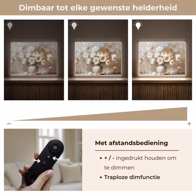 Lightbox - Wandlamp - Vaas - Bloemen - Kunst - Goud — 9