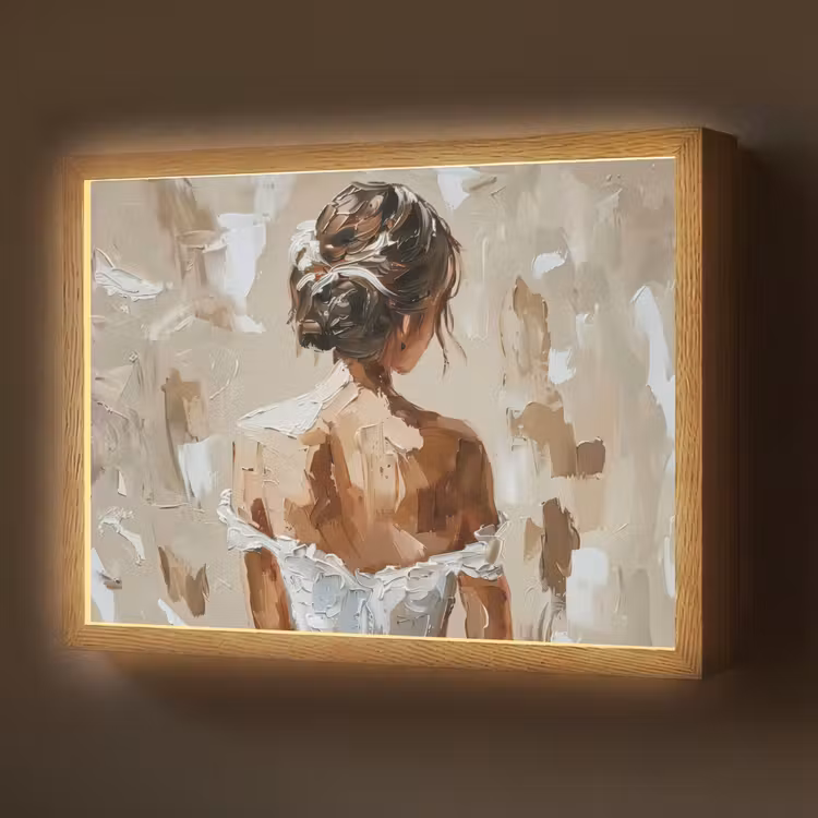 Lightbox - Wandlamp - Vrouw - Verf - Abstract - Beige - Modern — 1