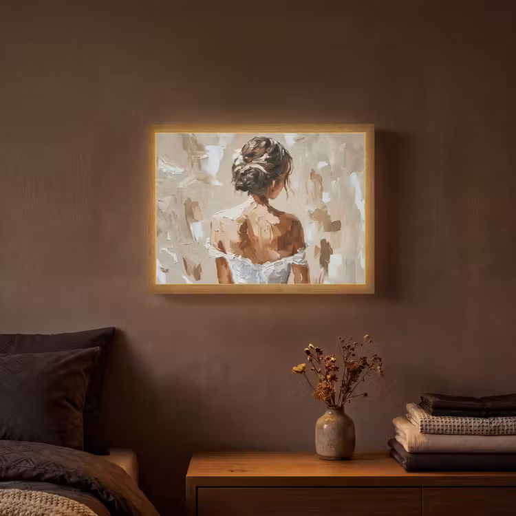 Lightbox - Wandlamp - Vrouw - Verf - Abstract - Beige - Modern — 3
