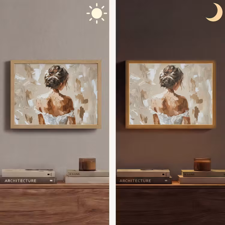 Lightbox - Wandlamp - Vrouw - Verf - Abstract - Beige - Modern — 6