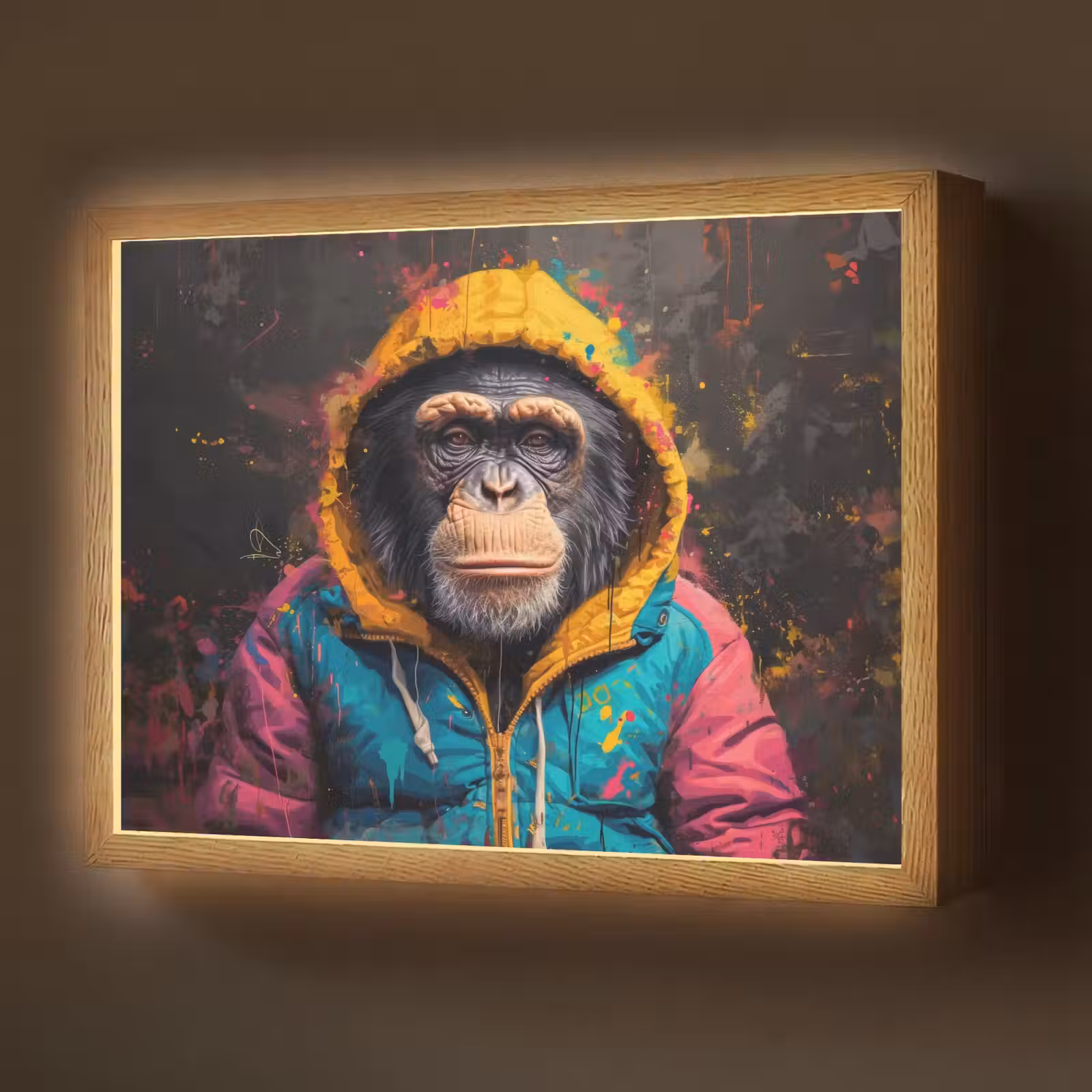 Lightbox - Wandlamp - Graffiti - Chimpansee - Jas - Aap - Verf — 1