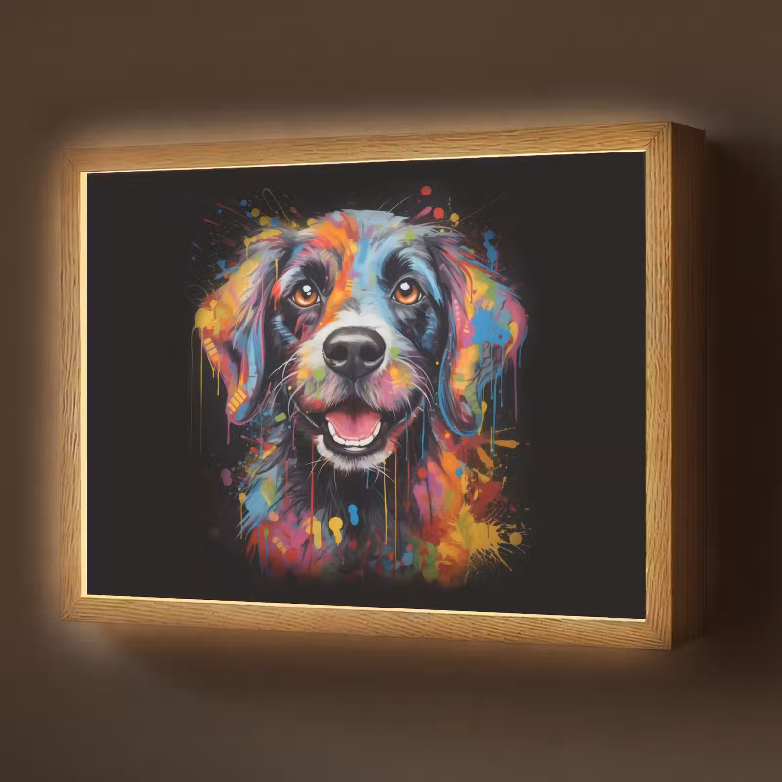 Lightbox - Wandlamp - Graffiti - Hond - Zwart - Kleuren — 1