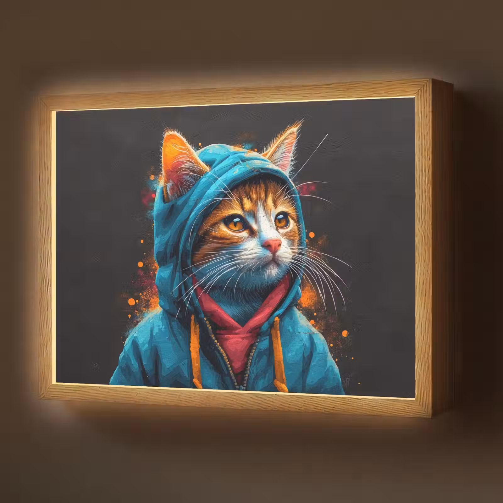 Lightbox - Wandlamp - Graffiti - Kat - Zwart - Jas - Street art — 1