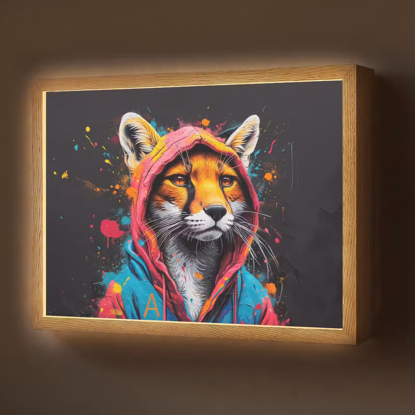 Lightbox - Wandlamp - Graffiti - Vos - Jas - Pop art - Dieren — 1