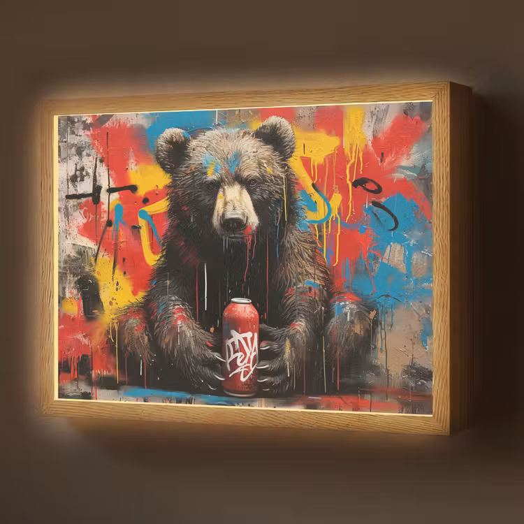 Lightbox - Wandlamp - Graffiti - Beer - Dier - Muur - Street art — 1