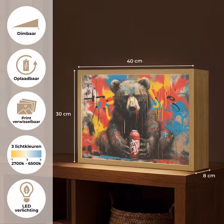 Lightbox - Wandlamp - Graffiti - Beer - Dier - Muur - Street art — 10