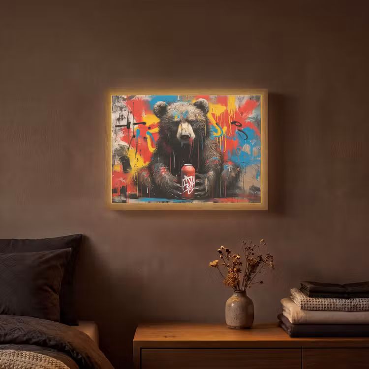 Lightbox - Wandlamp - Graffiti - Beer - Dier - Muur - Street art — 3