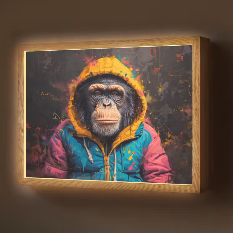 Lightbox - Wandlamp - Graffiti - Chimpansee - Jas - Aap - Verf — 1