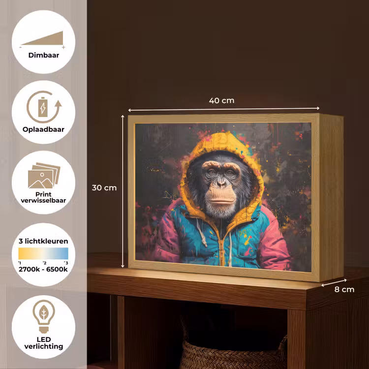 Lightbox - Wandlamp - Graffiti - Chimpansee - Jas - Aap - Verf — 10
