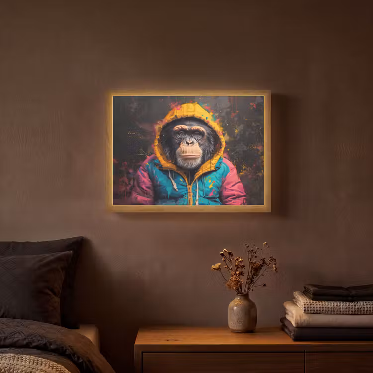 Lightbox - Wandlamp - Graffiti - Chimpansee - Jas - Aap - Verf — 3