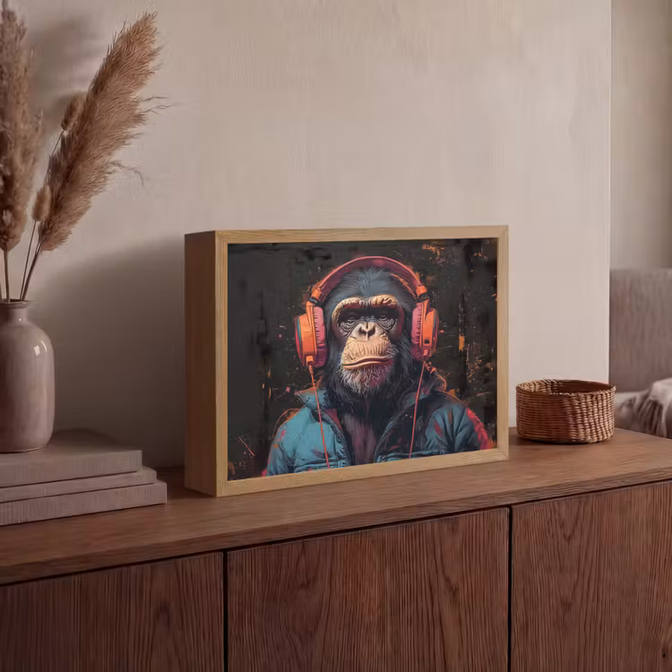 Lightbox - Wandlamp - Graffiti - Chimpansee - Koptelefoon - Aap — 4