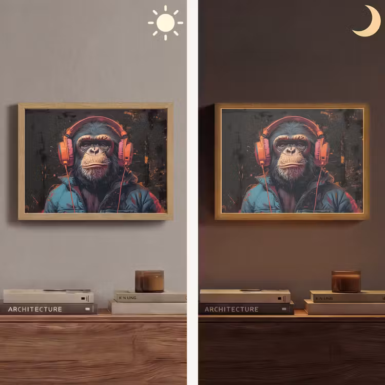 Lightbox - Wandlamp - Graffiti - Chimpansee - Koptelefoon - Aap — 6