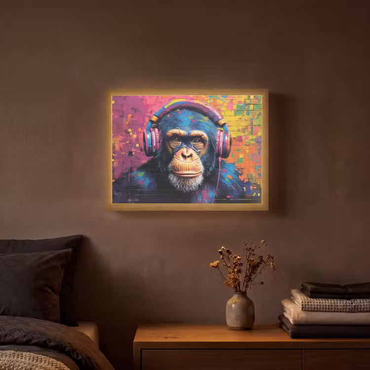 Lightbox - Wandlamp - Graffiti - Chimpansee - Street art - Koptelefoon - Aap — 3
