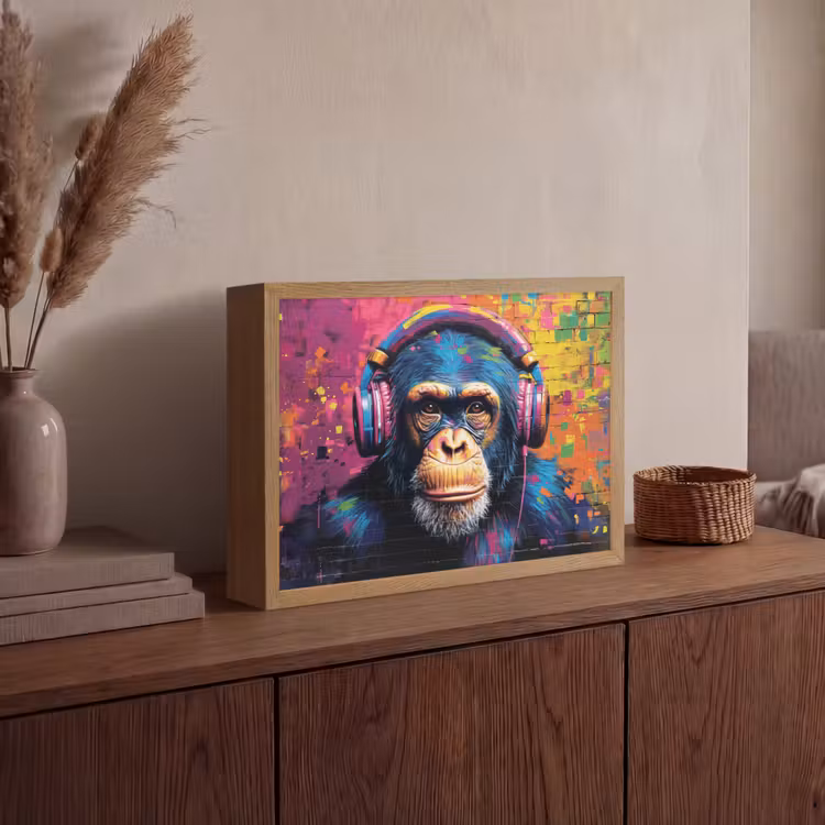 Lightbox - Wandlamp - Graffiti - Chimpansee - Street art - Koptelefoon - Aap — 4
