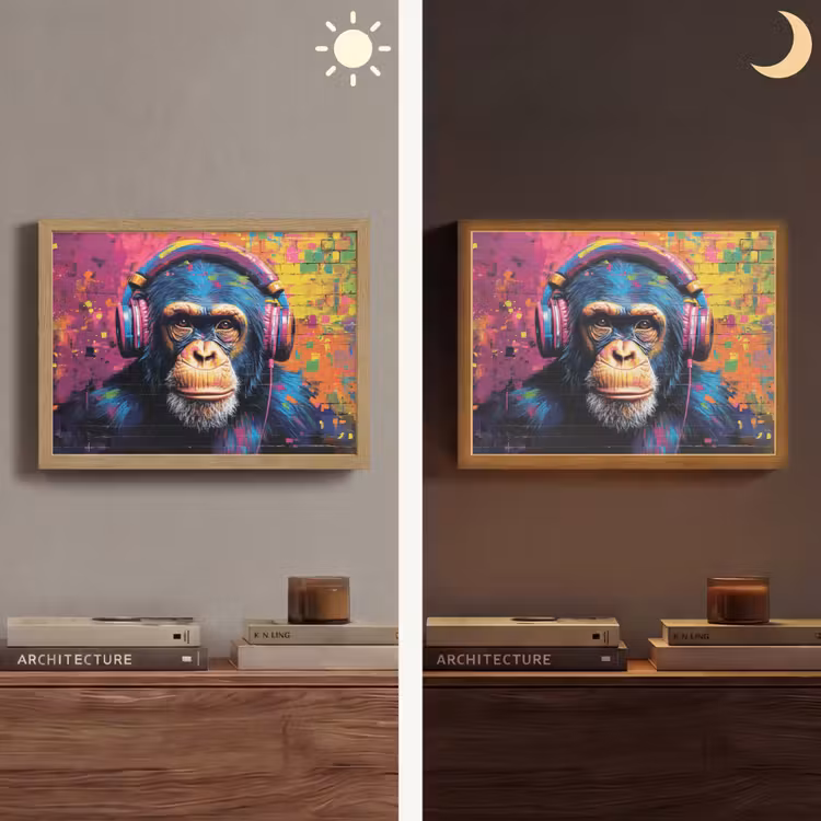 Lightbox - Wandlamp - Graffiti - Chimpansee - Street art - Koptelefoon - Aap — 6