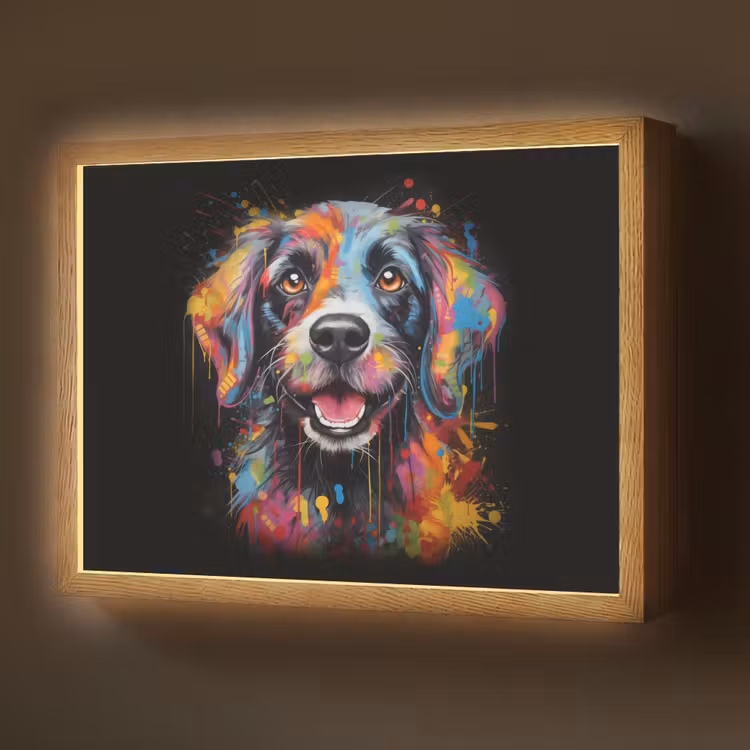 Lightbox - Wandlamp - Graffiti - Hond - Zwart - Kleuren — 1