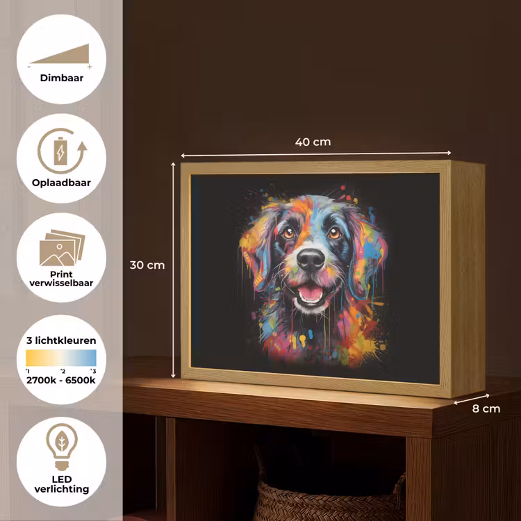 Lightbox - Wandlamp - Graffiti - Hond - Zwart - Kleuren — 10