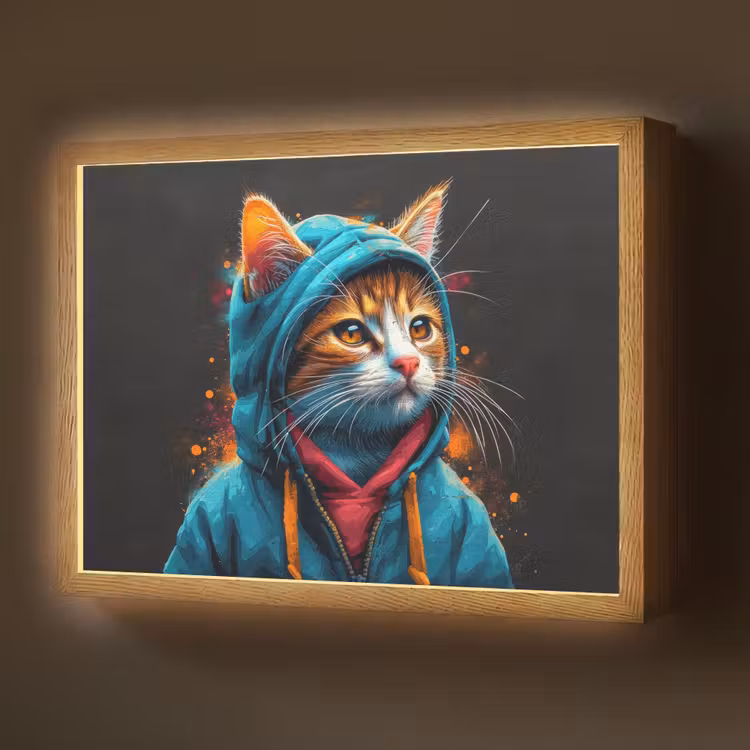 Lightbox - Wandlamp - Graffiti - Kat - Zwart - Jas - Street art — 1